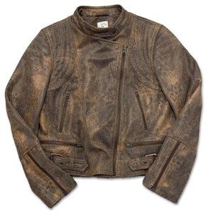 Free People Vegan Leather Snakeskin Moto Jacket Women's Size L